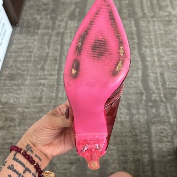 Steven Madden Hot pink checkered heels. - Picture 4 of 5